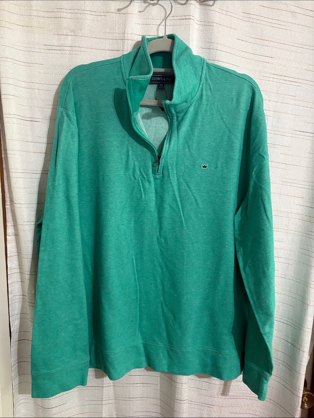 Crown & Ivy Heathered Teal Quarter-Zip Pullover